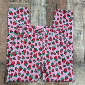 Sugar Thrillz Strawberry Fruit Pants Pink Red High Rise Y2K Kawaii Jeans Size M